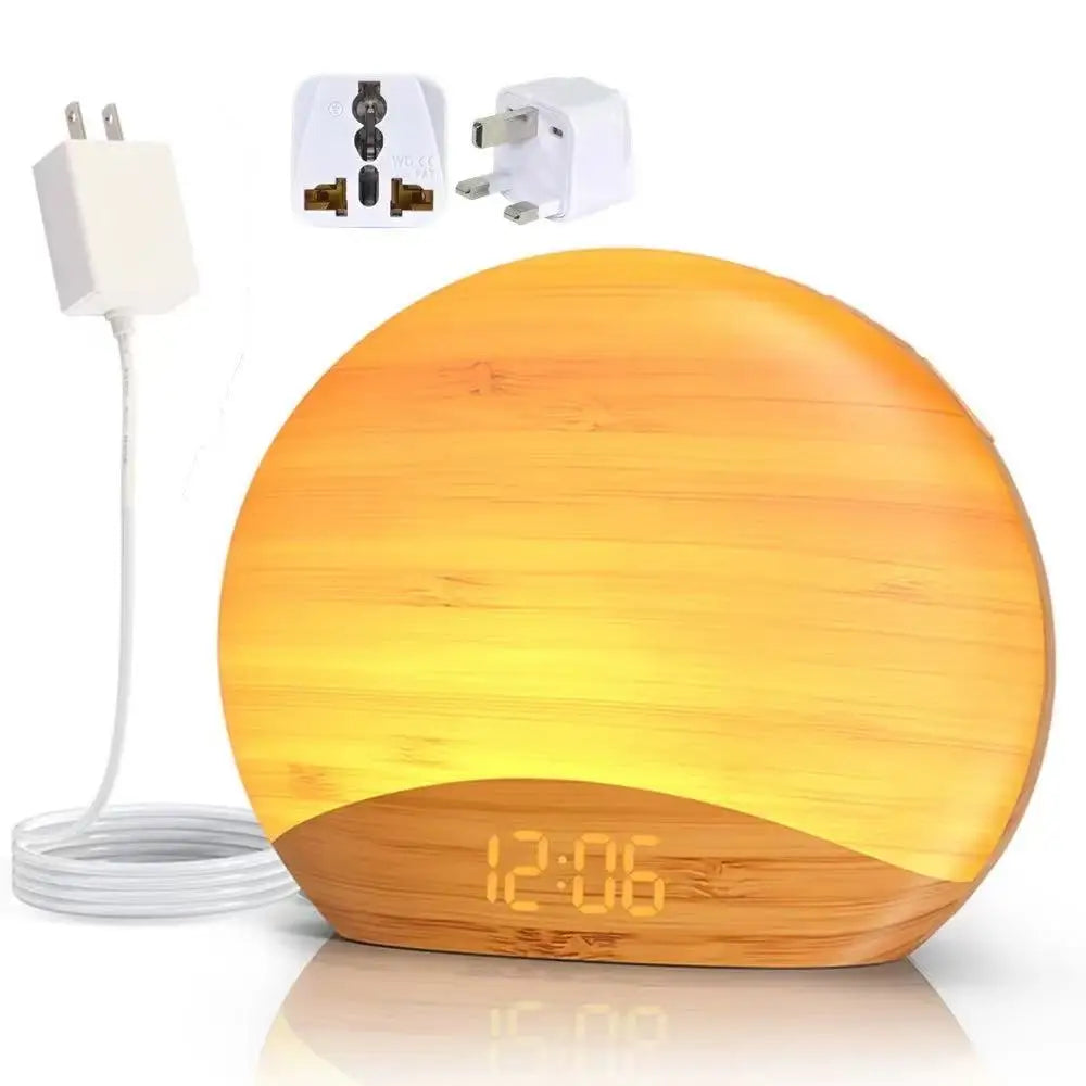 lampe ambiance graduel lever soleil affichage numerique son apaisant controle luminosite snooze stereo 5w