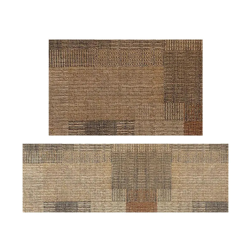 tapis cuisine antidérapant patchwork polyester résistant bactéries moderne rustique beige marron opacité