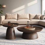 table basse ronde moderne minimaliste bois naturel salon grande petite