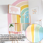 sticker mural arc ciel aquarelle moderne enfants rose jaune vert bleu pvc adhésif chambre