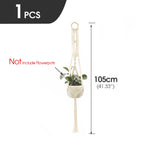 support plante suspendue macramé blanc fait main décoration jardin intérieur boho corde coton