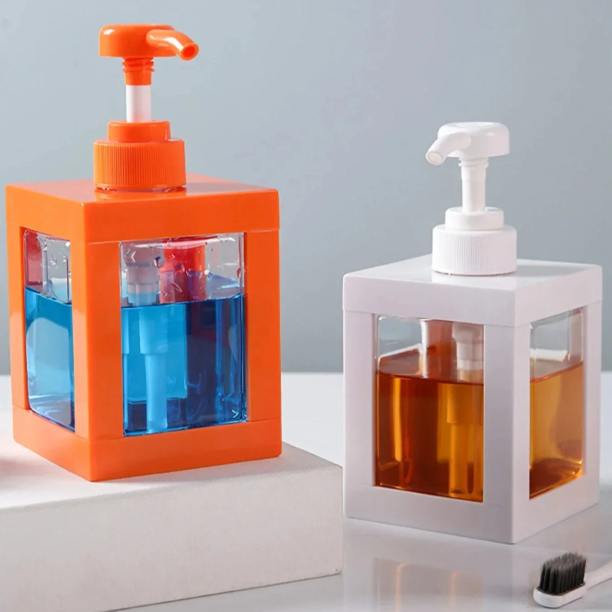 distributeur savon liquide orange blanc noir transparent moderne minimaliste 750ml 1000ml 500ml Pompe conteneur