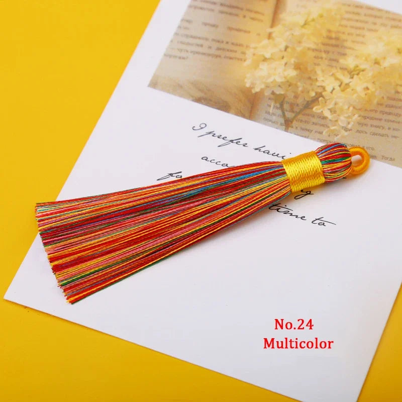 lot dix pompons soyeux anneau métallique décoration rideau couture bijoux artisanat