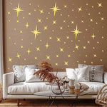 sticker mural acrylique étoiles or 3d effet moderne décoration intérieure brillance autoadhésif chambre salon