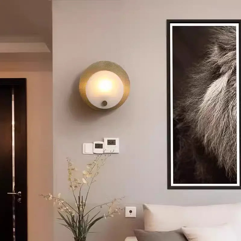 applique murale moderne marbre blanc doré élégante murale led flux lumineux chambre salon
