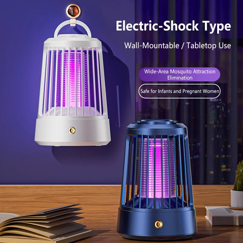 lampe anti moustiques rechargeable usb bleu moderne poignée grille protection chambre camping