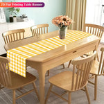 nappe runner gingham jaune blanc rustique maison polyestrelin dimensions variées festive