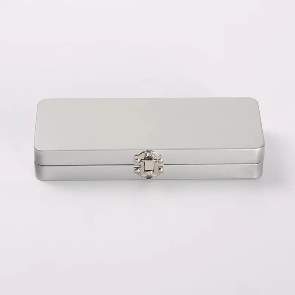 boîte métallique gris métallisé classique couvercle rabattable empilable organiser storage box opacité matériau fer