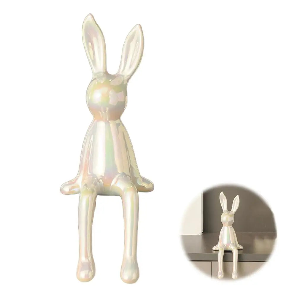 figurine céramique moderne blanc noir doré argenté pailleté minimaliste salon entrée armoire TV ornement