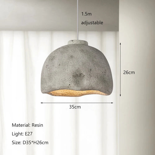 luminaire suspension moderne résine mate wabi sabi minimaliste salon chambre beige gris