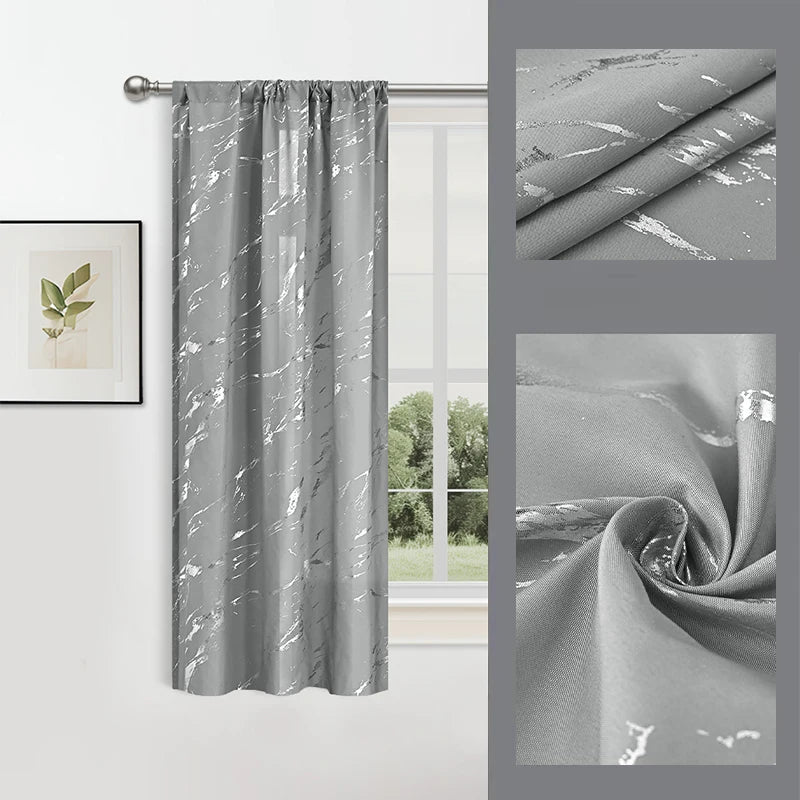rideau imprimé marbre noir doré élégant maison 100% polyester modernes
