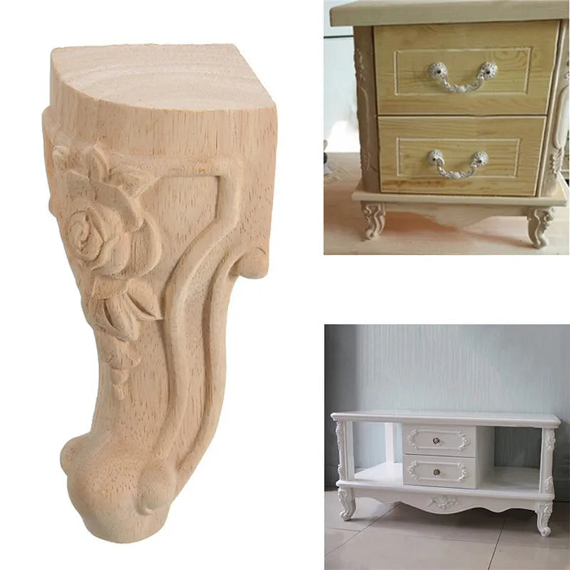pieds meuble sculptés bois massif vintage décoratif fleurs classique maison haute qualité