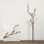 décoration intérieure bouquet fleurs prunier artificielles rose blanches vase transparent minimaliste asian