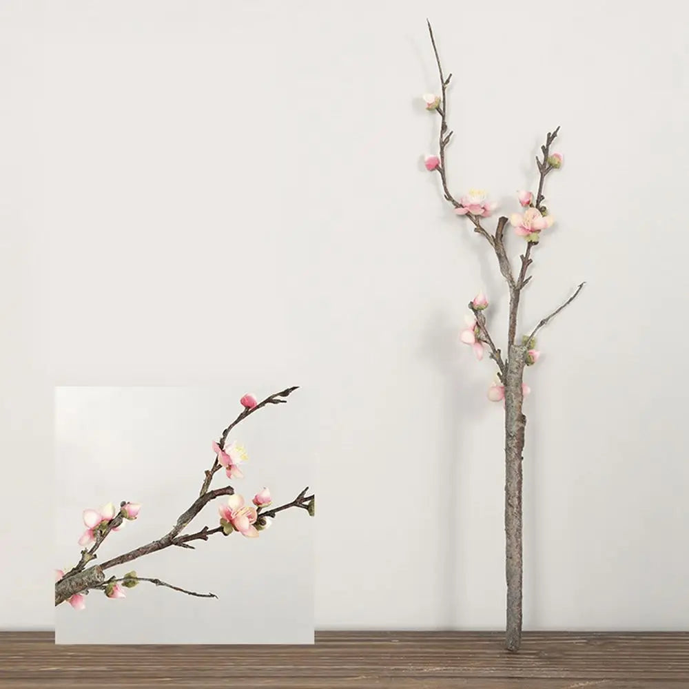 décoration intérieure bouquet fleurs prunier artificielles rose blanches vase transparent minimaliste asian