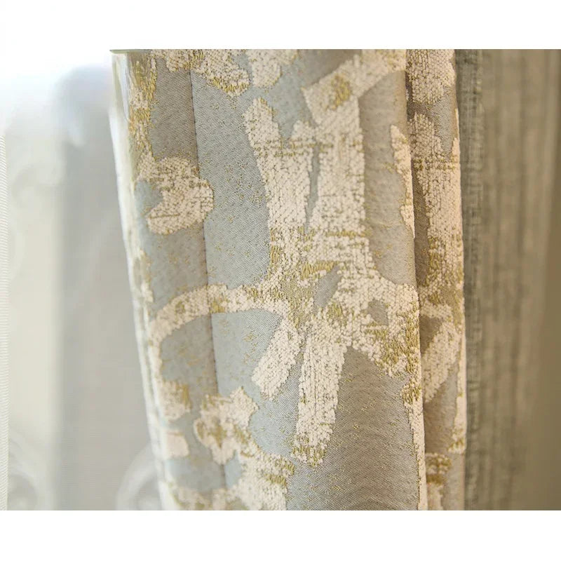 rideaux décoratifs opaques voilage transparent motifs floraux classiques gris beige doré tulle polyester coton