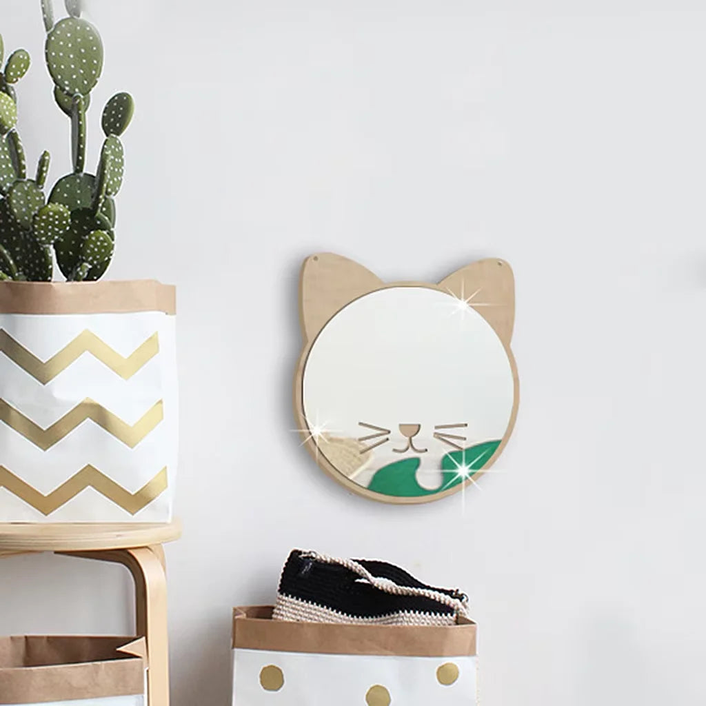 miroirs adhésifs modernes animal chambre enfant blanc doré vert noir minimaliste