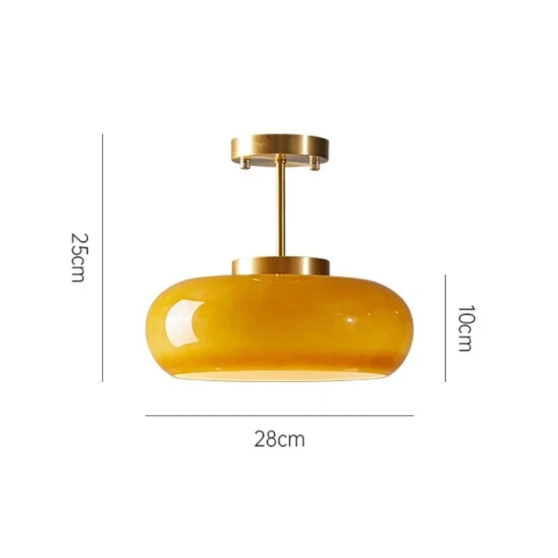lampe suspendue moderne or blanc brillante verre opaque 28cm diamètre