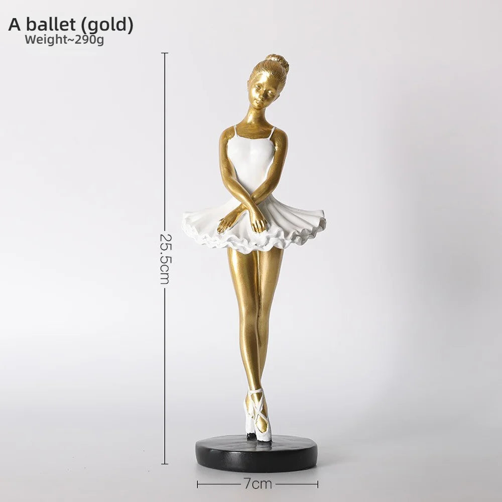 statue danseuse résine or blanc robes ballet décoration chambre enfant collection amateur