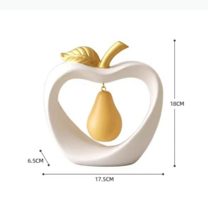 pomme poire sculpture blanche dorée décoration intérieure moderne minimaliste Halloween Noël anniversaire