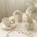 vase decoratif blanc roses relief porcelaine classique tasse bol plat boite rond coeur carreeDecoration