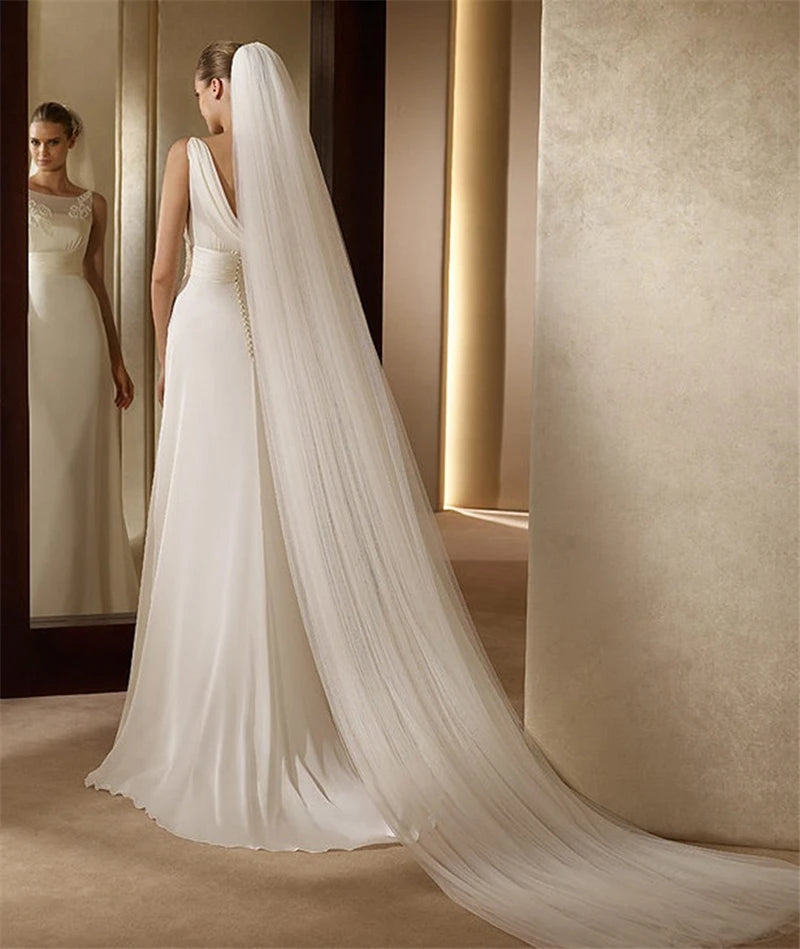voile mariée blanc pur broderie florale classique longue couronne dorée femme