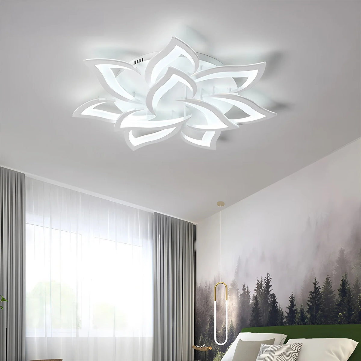 plafonnier led moderne fleur lotus blanc opalescent éclairage quotidien télécommande monté surface intelligent haut