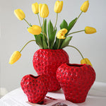 vase céramique moderne rouge rose fraises relief decoration maison creative fruit