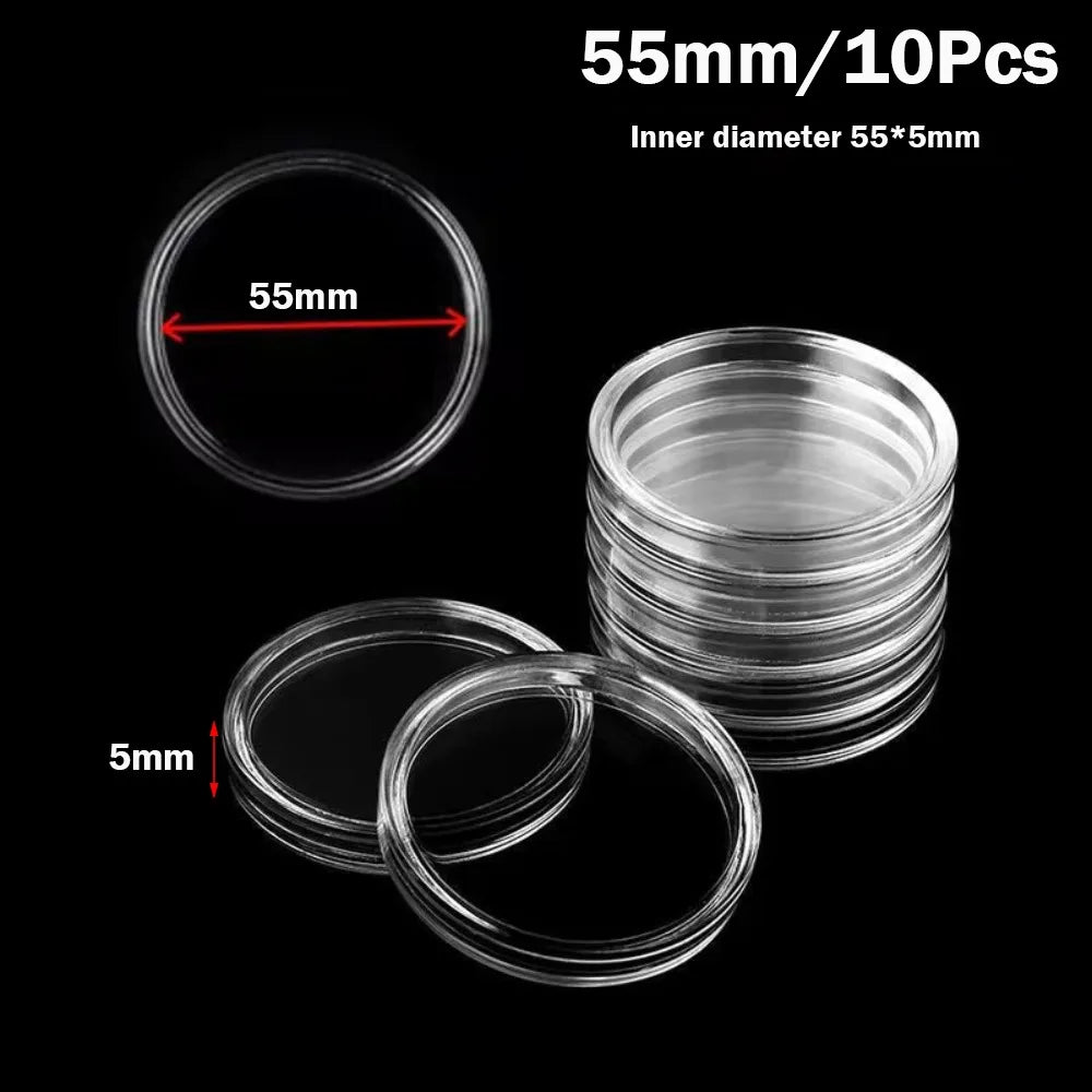 boîtes rangement pièces transparentes rondes modernes 20mm 25mm 27mm 30mm 35mm 40mm 45mm 50mm