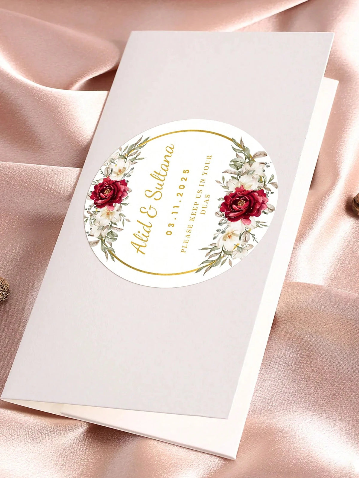 autocollants mariage personnalisés fleurs doré blanc élégants résistants huile imperméables decoration box