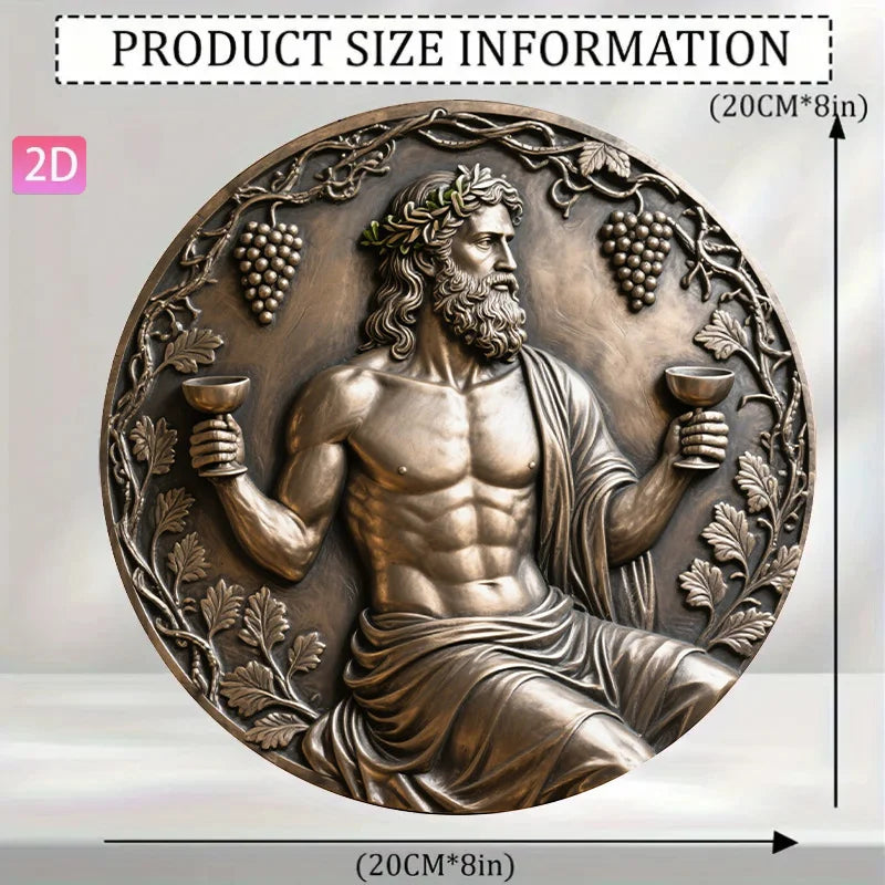 décoration murale relief bronze homme couronné coupes vignes raisins grec classique chambre salon jardinet