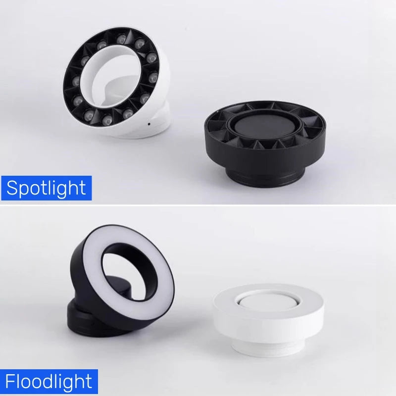 Spot lumineux anti éblouissement LED pliable noir blanc moderne monté surface