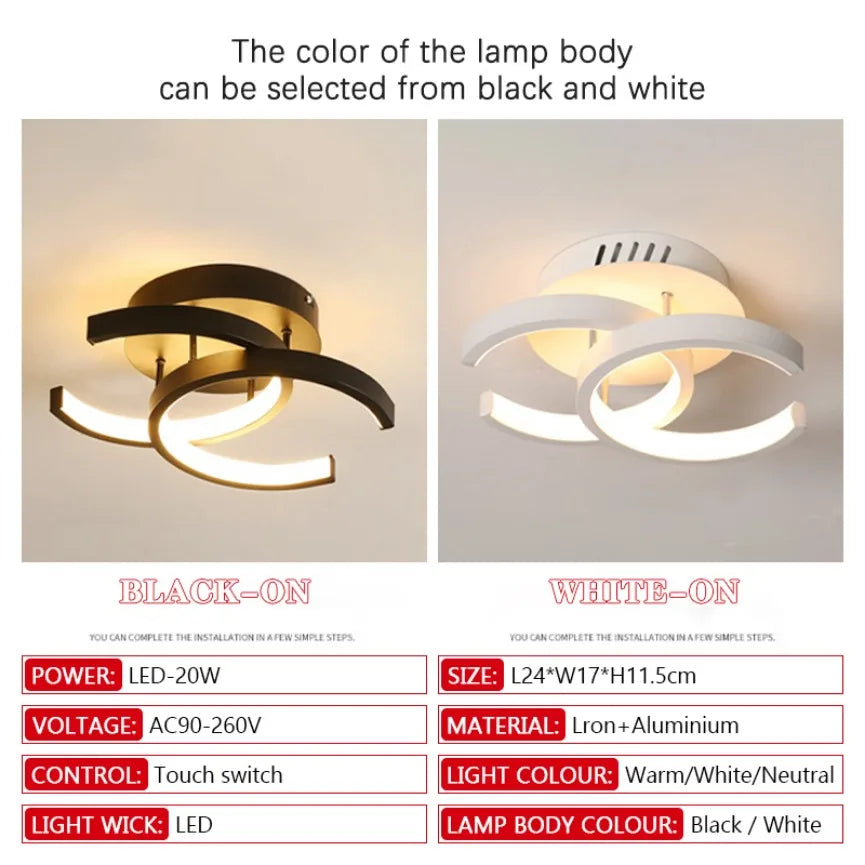 lampe moderne led annulaire noir blanc intensité variable télécommande contemporaine