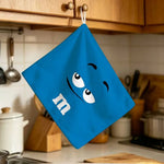 serviette cuisine jaune rouge bleu orange souriante logo moderne polyester jacquard
