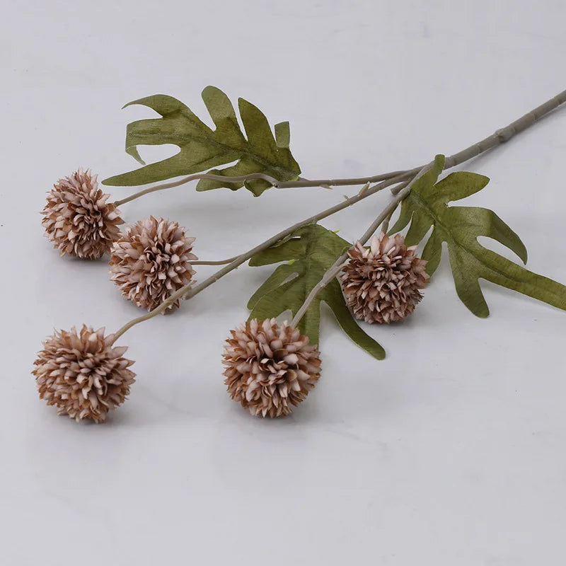 bouquet artificiel branches fleurs boules pissenlit feuilles vertes décoration mariageintérieur moderne naturel