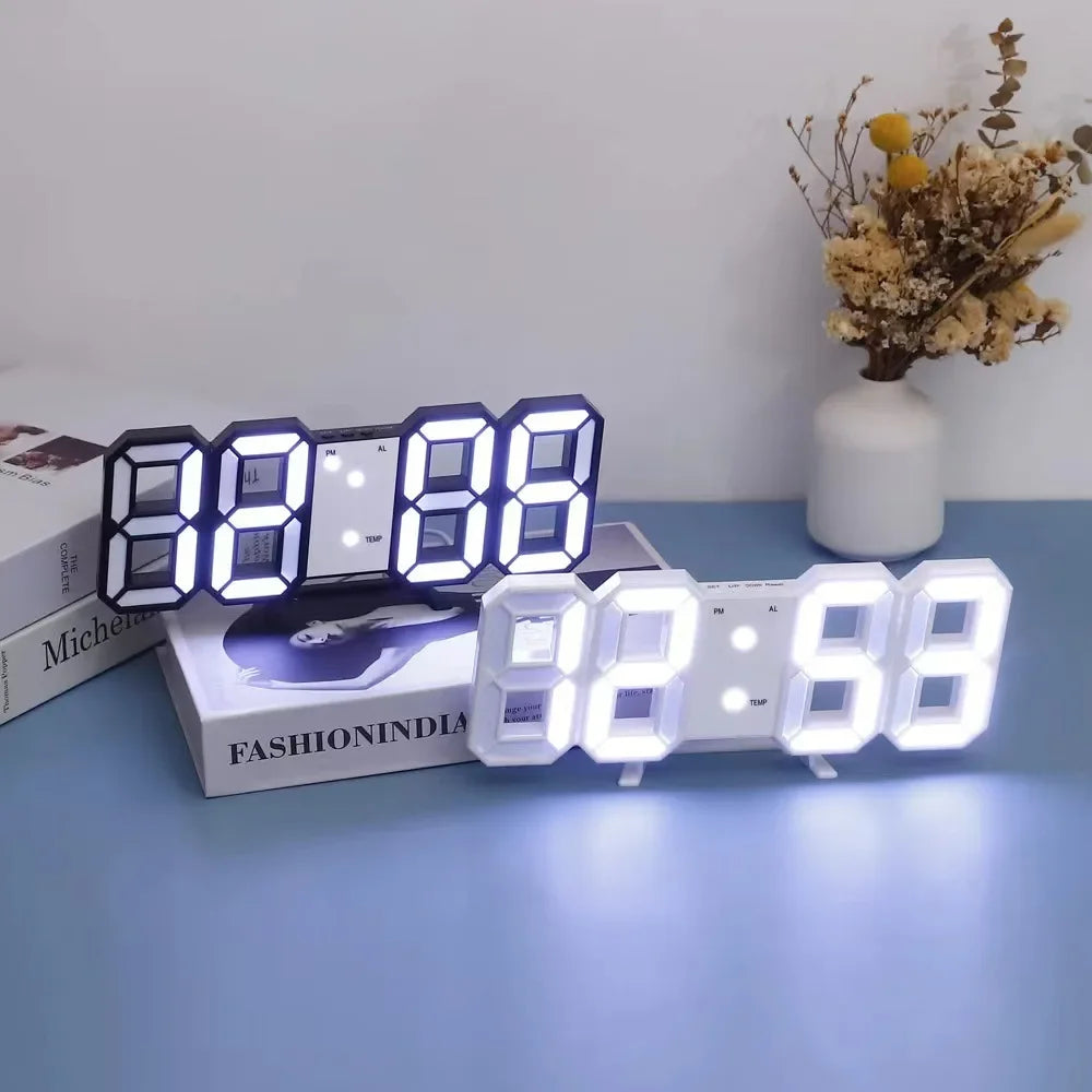 horloge digitale led carrée table moderne minimaliste blanc gris lumière