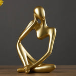 statuettes decoratives abstraites modernes or resine lisses minimaliste ornement maison