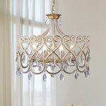 lustre cristal doré filigrane classique lumières suspension chaines e14