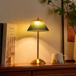 lampe table classique or tissu vert franges ambre opacité tactile rechargeable chambre coucher ambiance