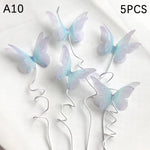 décoration gâteau papillon doré clips festif anniversaire transparent rose blanc
