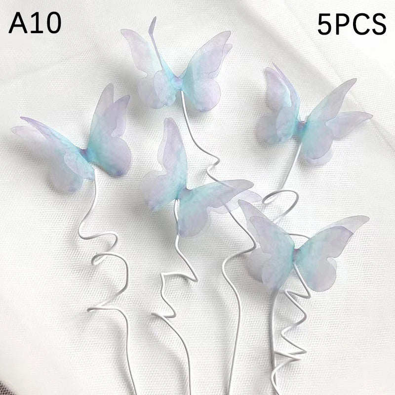 décoration gâteau papillon doré clips festif anniversaire transparent rose blanc