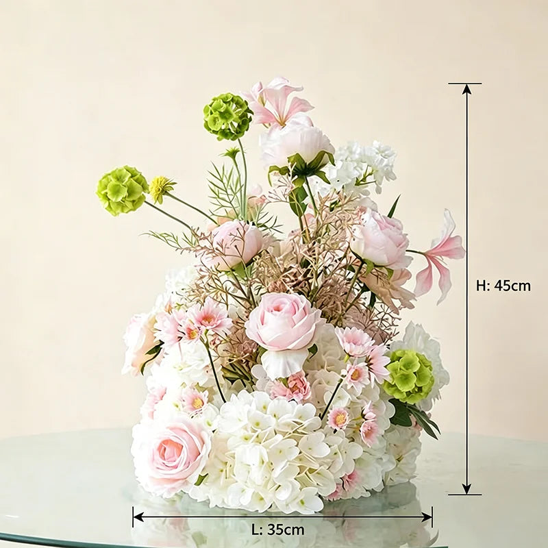 décoration florale artificielle bouquet mixte classique extérieur intérieur blanc vert rose