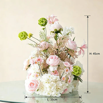décoration florale artificielle bouquet mixte classique extérieur intérieur blanc vert rose