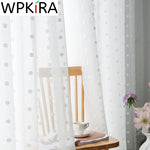 rideau moderne tulle blanc motif points gris minimaliste chaîne métallique adapté salon chambre translucide