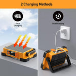 lampe travail solaire rechargeable led orange robuste poignée ajustable camping