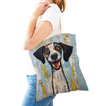 sac main moderne imprimé chien lunettes motifs géométriques couleurs variéesversible