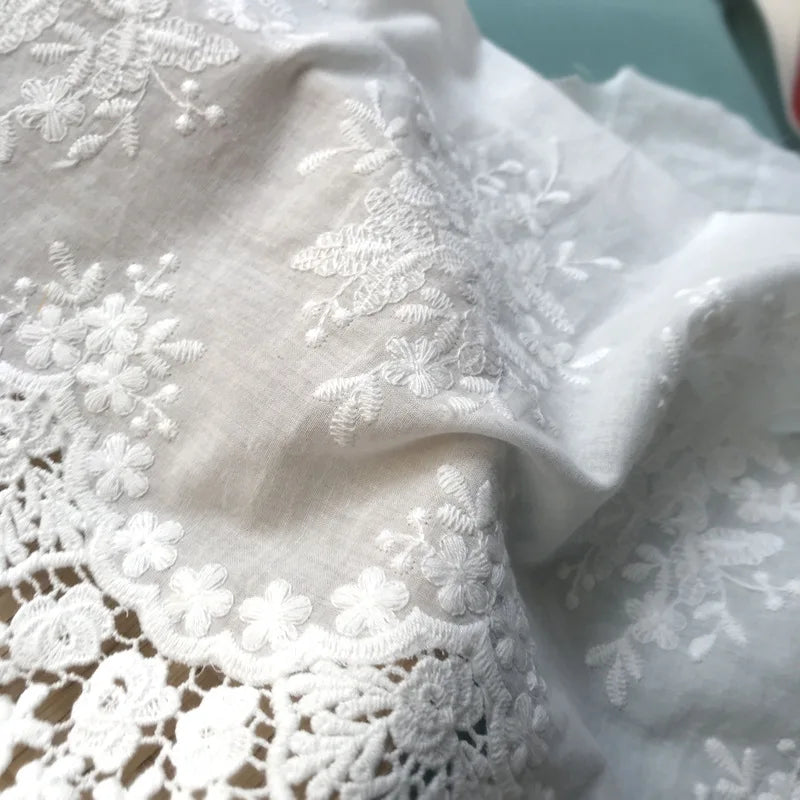 dentelle coton blanche fleurs motifs floraux opacité broderie fine traditionnelle tissu decoratif qualite echangement
