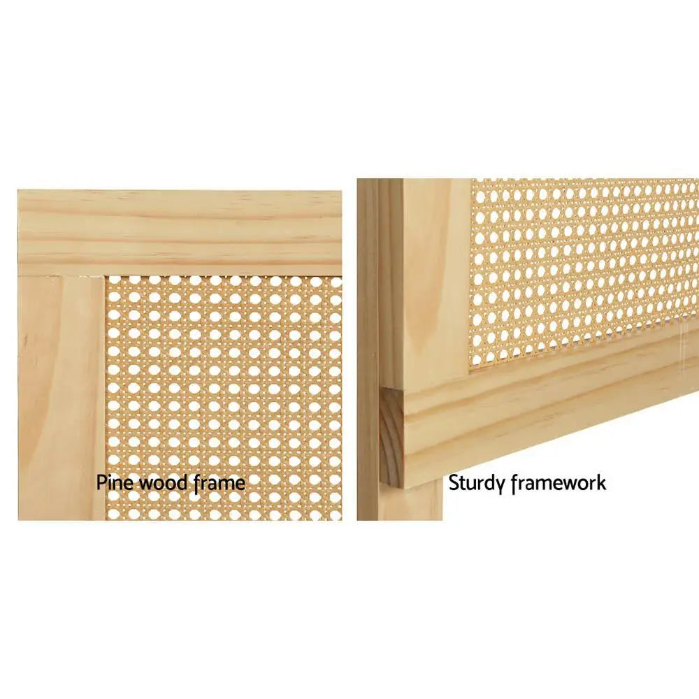 tête lit rattan tressé bois scandinave bohème chambre décoration durable panneau beigeclair