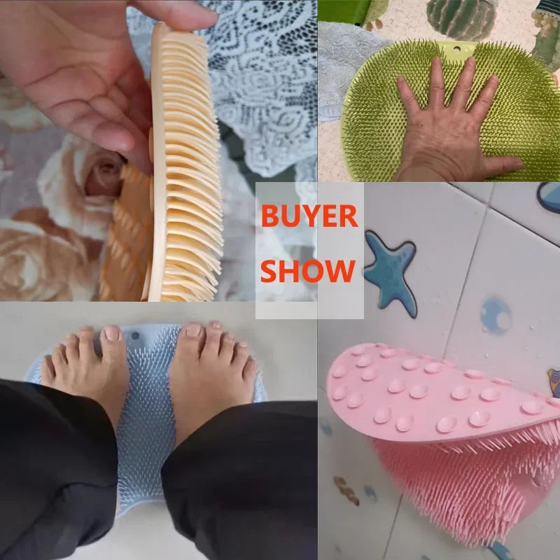 brosse massage dos pieds ventouse tapis bain douche exfoliation éponge rose bristles moderne sanitaire