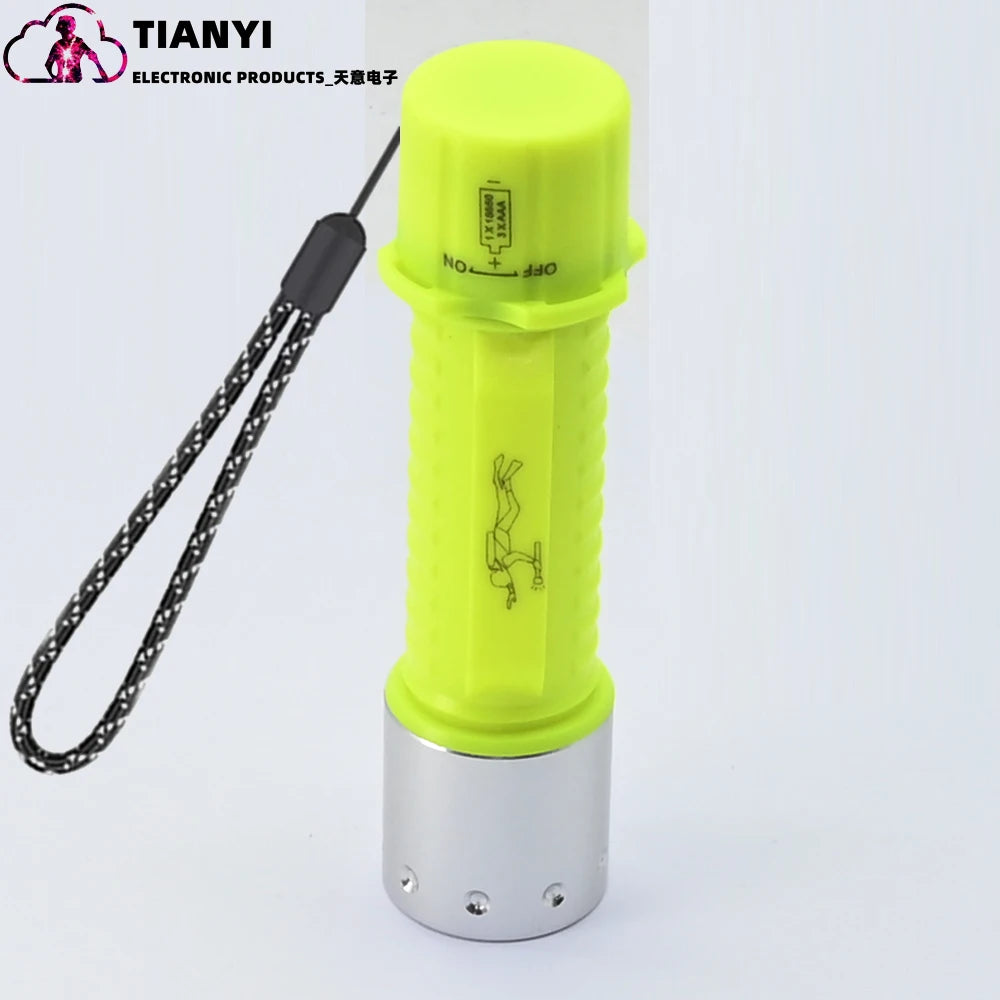 lampe plongée jaune fluo rechargeable modes lumière intense étanche flashlight utilitaire