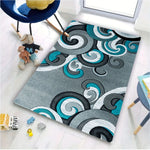 tapis moderne spirales abstraites gris bleu salon chambre prière extérieur déco salle bain